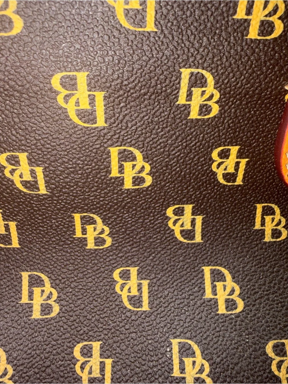 Dooney & Bourke Brown Satchel with Tan Handles and Gold Logo